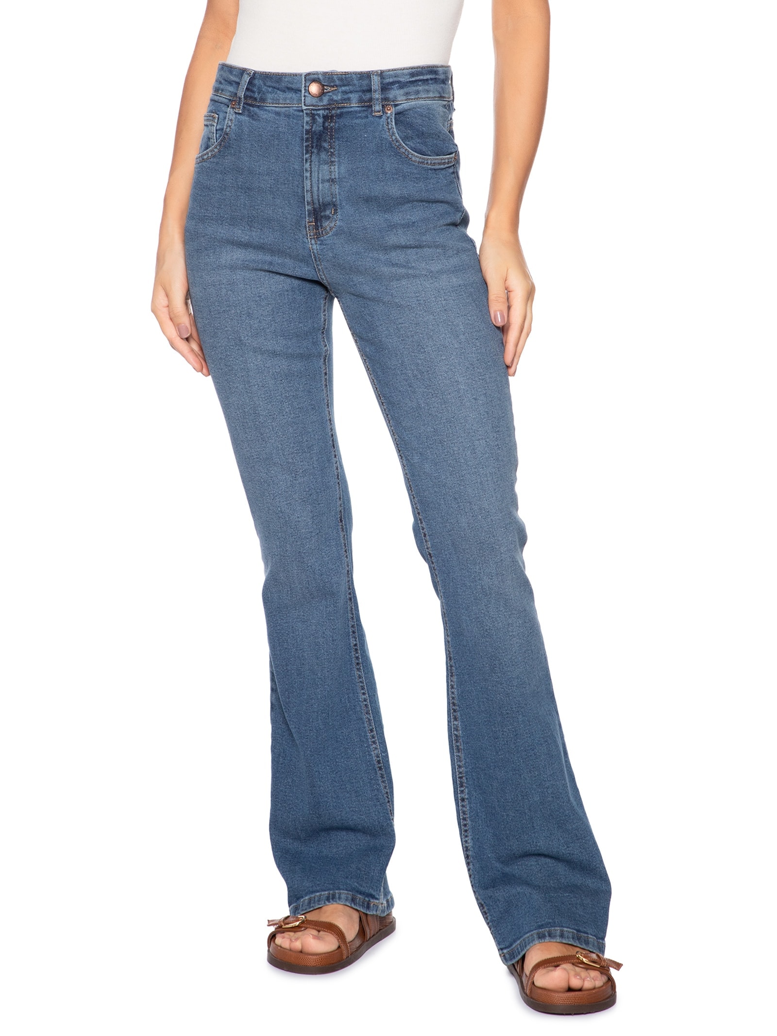 Calça Jeans Feminina Flare Média Azul Farm
