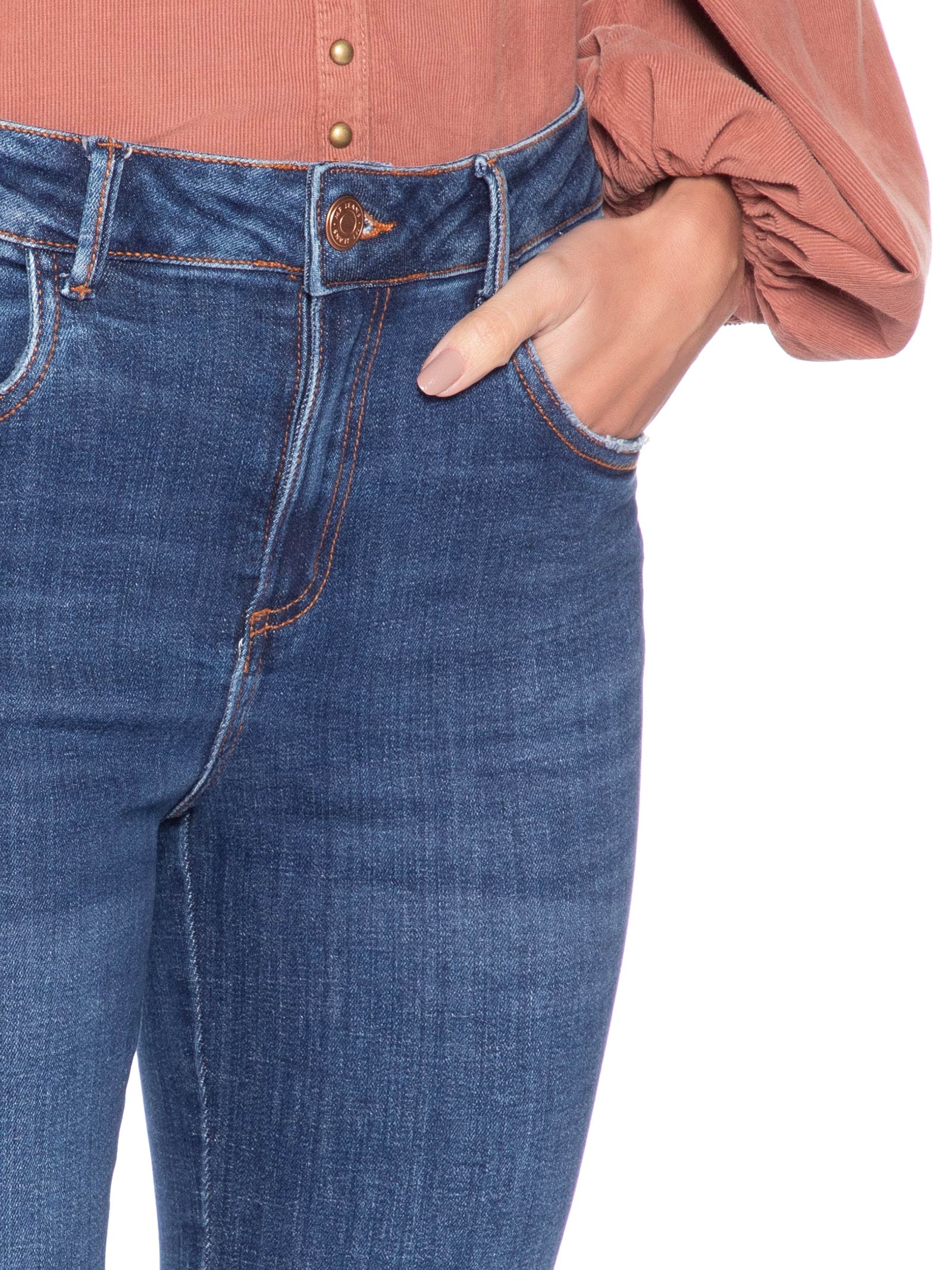 Calça Jeans Feminina Flare Nesgas Stone Azul Maria Filó