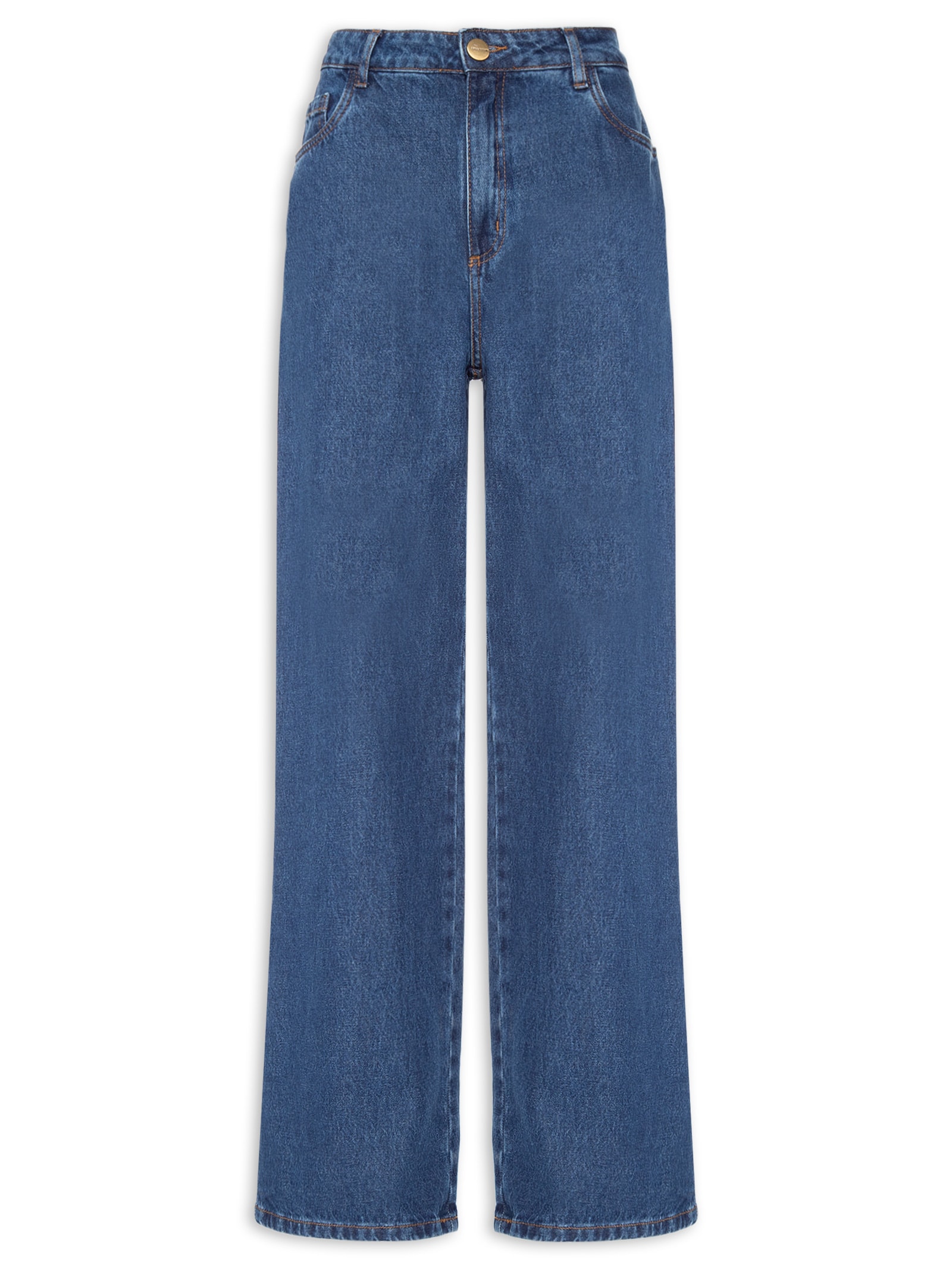 Calça Jeans Feminina Full Lenght Cintura Média Azul Lança Perfume