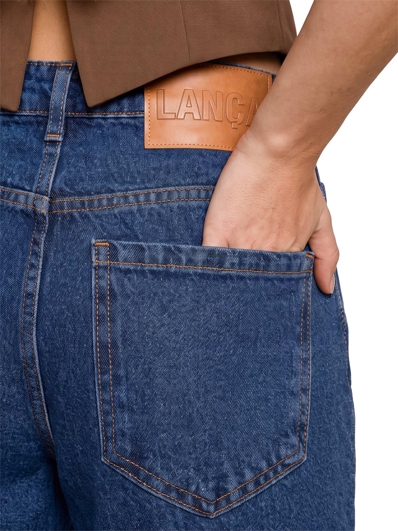 Calça Jeans Feminina Full Lenght Cintura Média Azul Lança Perfume