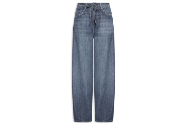 Calça Jeans Feminina I Pantalona Amarração - Azul