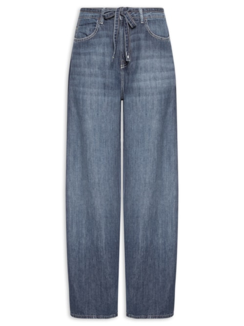 Calça Jeans Feminina I Pantalona Amarração - Azul