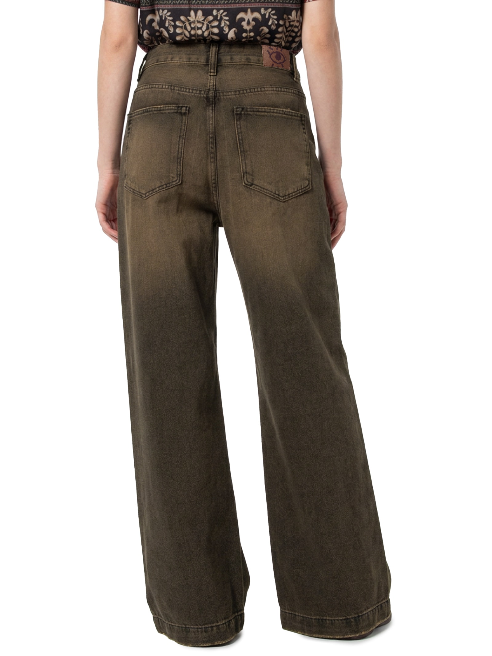 Calça Jeans Feminina I Wide Leg Brown Denim Marrom Cantão