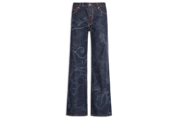 Calça Jeans Feminina Laser Paisley - Azul