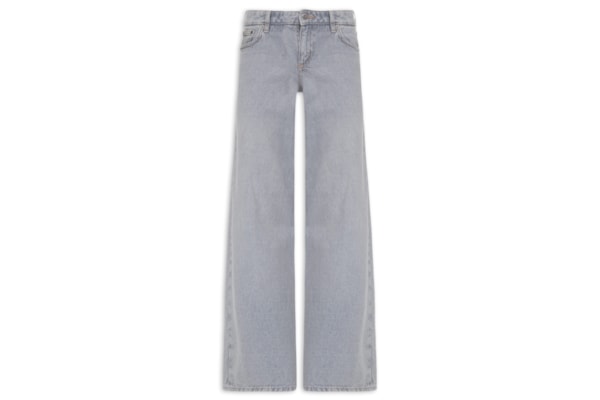 Calça Jeans Feminina Low Rise Wide - Cinza