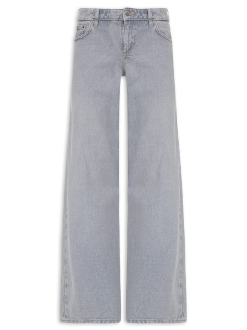 Calça Jeans Feminina Low Rise Wide – Cinza