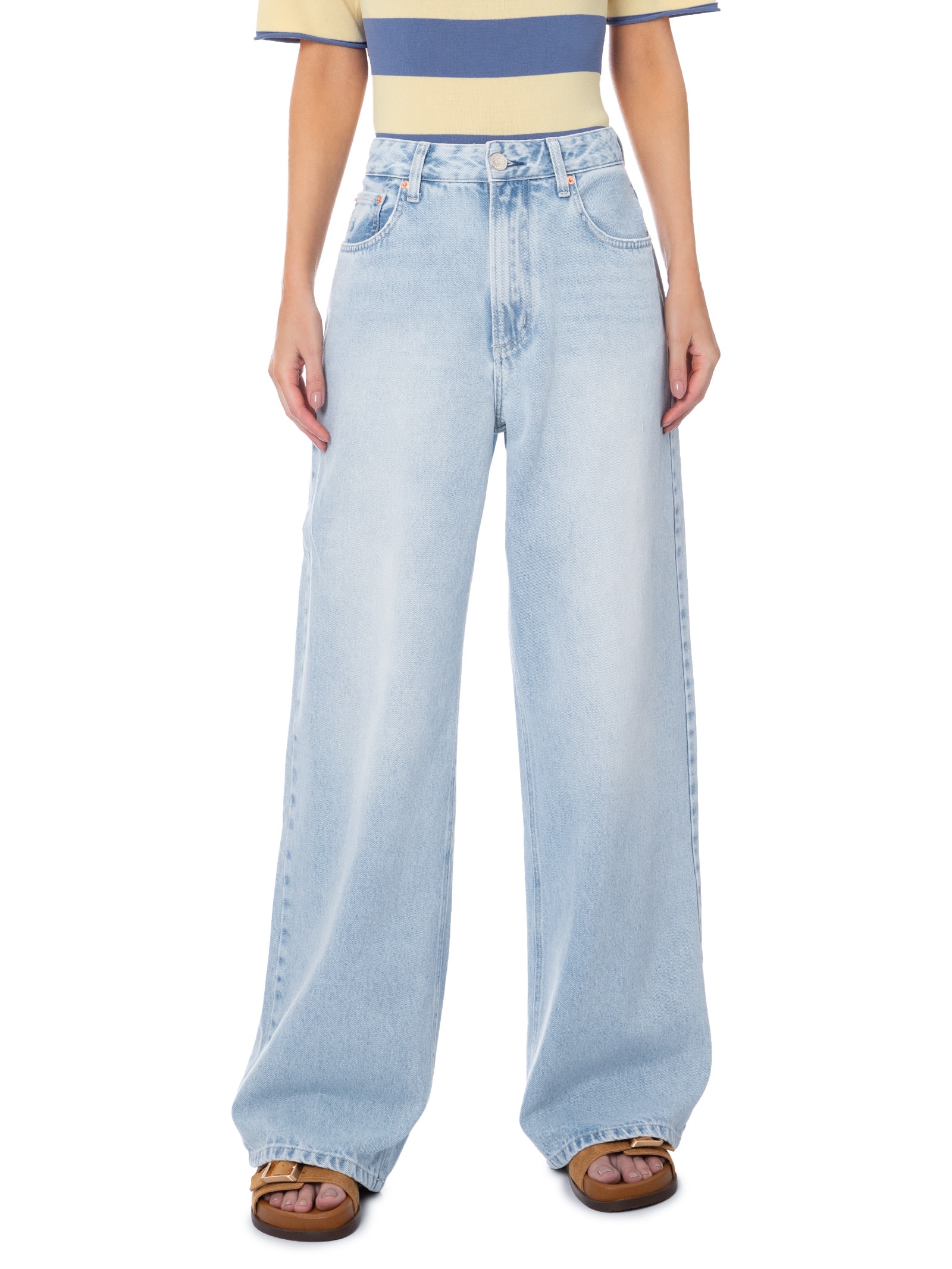 Calça Jeans Feminina Max Wide Leg Azul Animale Jeans