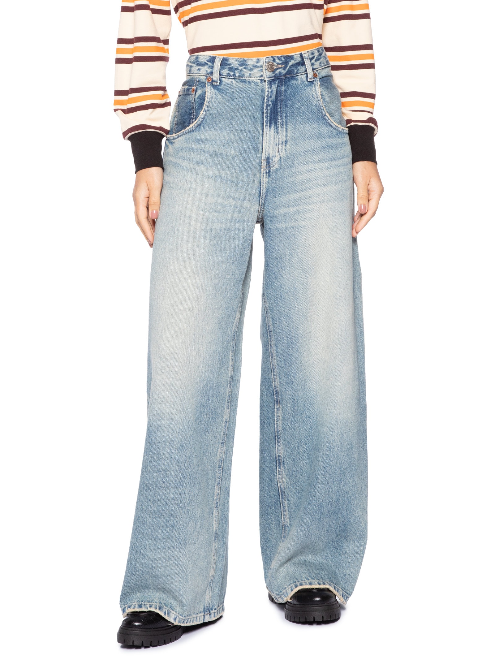 Calça Jeans Feminina Maxi Dirty Azul Animale Jeans