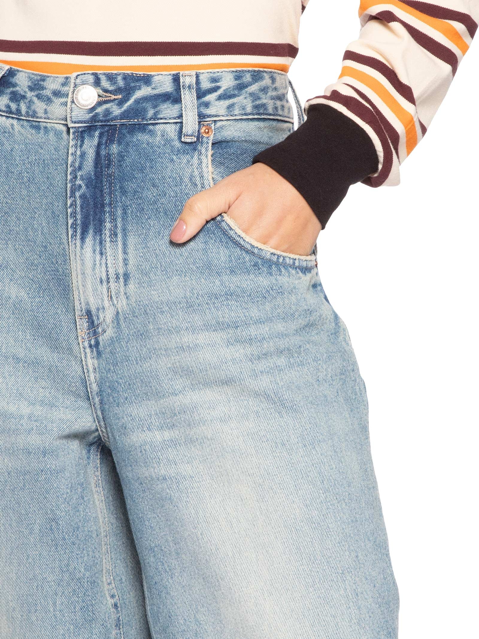 Calça Jeans Feminina Maxi Dirty Azul Animale Jeans