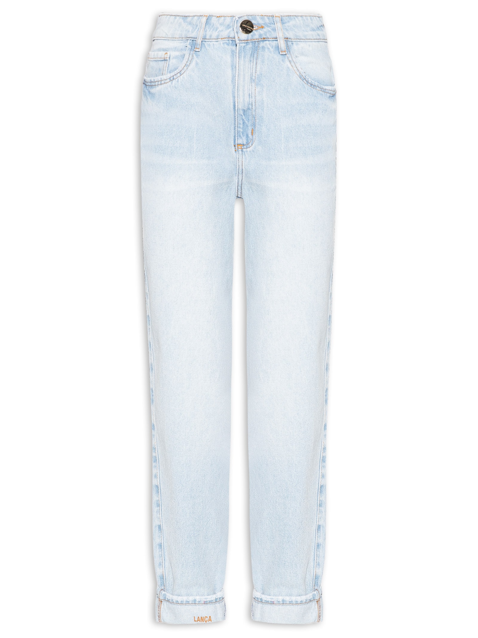 Calça Jeans Feminina Mom Cintura Alta Azul Lança Perfume