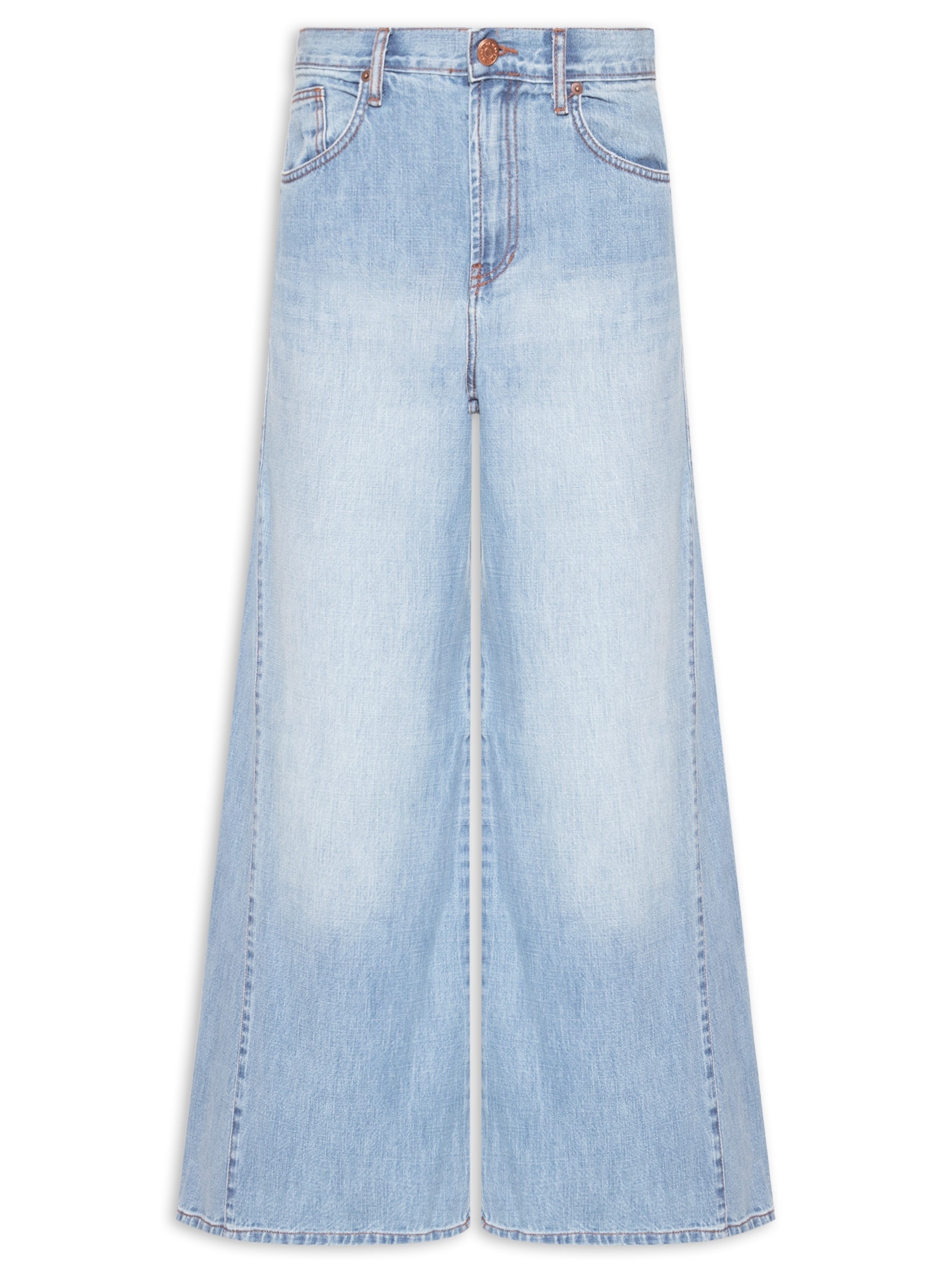Calça Jeans Feminina Pantalona Nesgas  – Azul Maria Filó