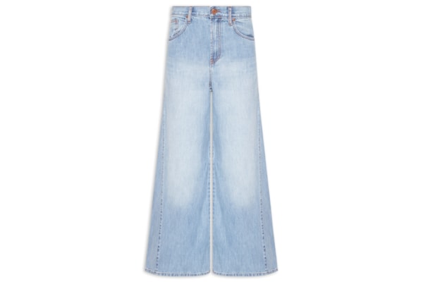 Calça Jeans Feminina Pantalona Nesgas  – Azul
