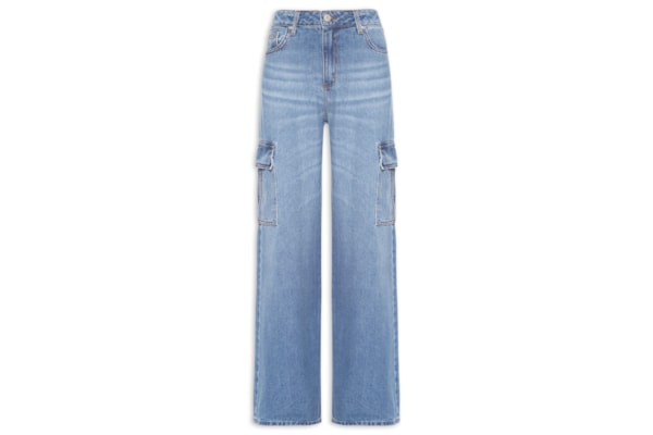 Calça Jeans Feminina Raquel Wide Leg - Azul