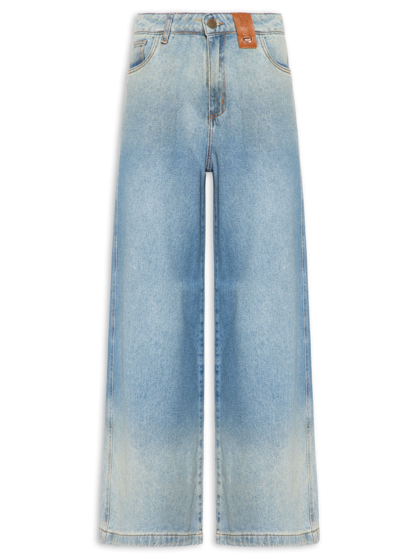 Calça Jeans Feminina Relaxed Cintura Média Azul Lança Perfume