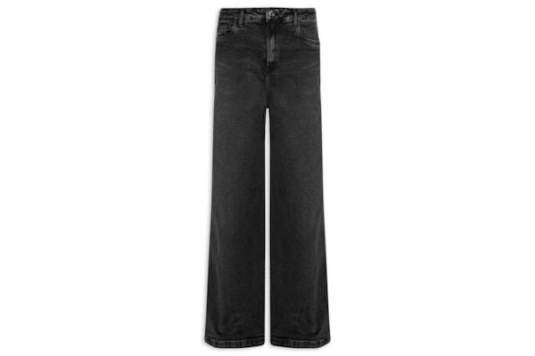 Calça Jeans Feminina Relaxed Cintura Média - Preto