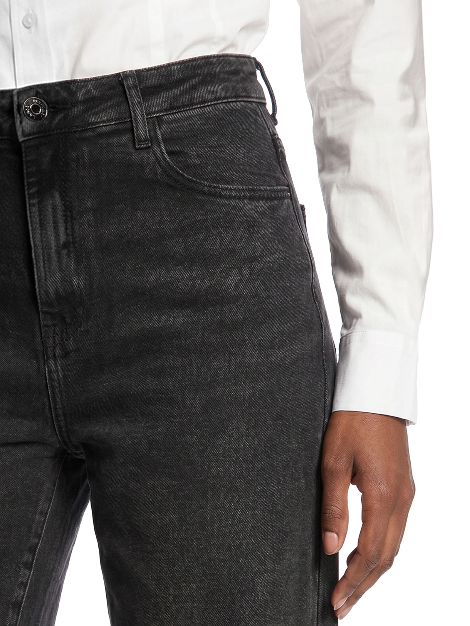 Calça Jeans Feminina Relaxed Cintura Média Preto Lança Perfume
