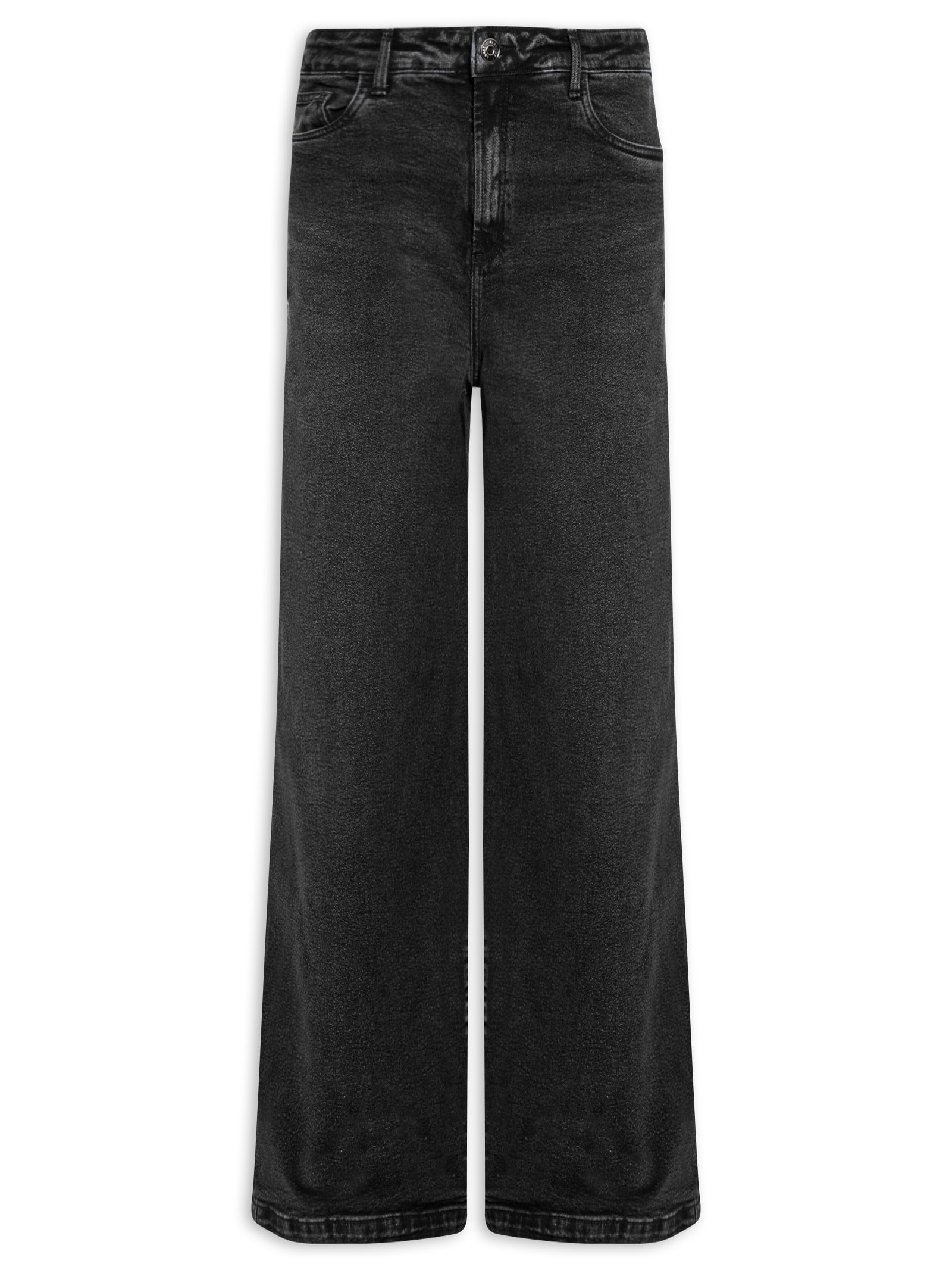 Calça Jeans Feminina Relaxed Cintura Média Preto Lança Perfume