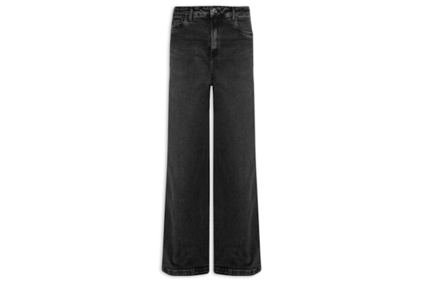 Calça Jeans Feminina Relaxed Cintura Média - Preto