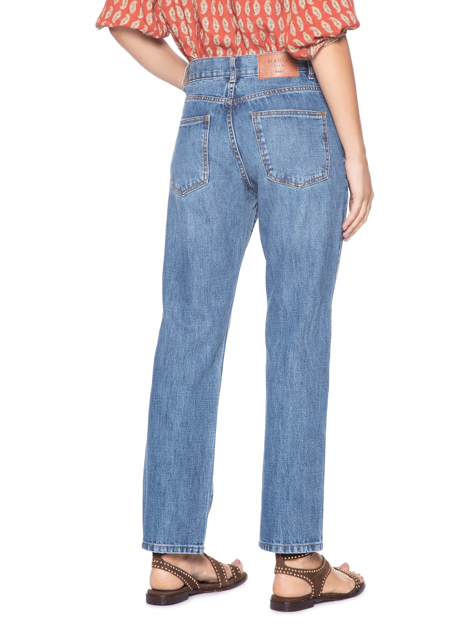 Calça Jeans Feminina Relaxed Used Azul Maria Filó