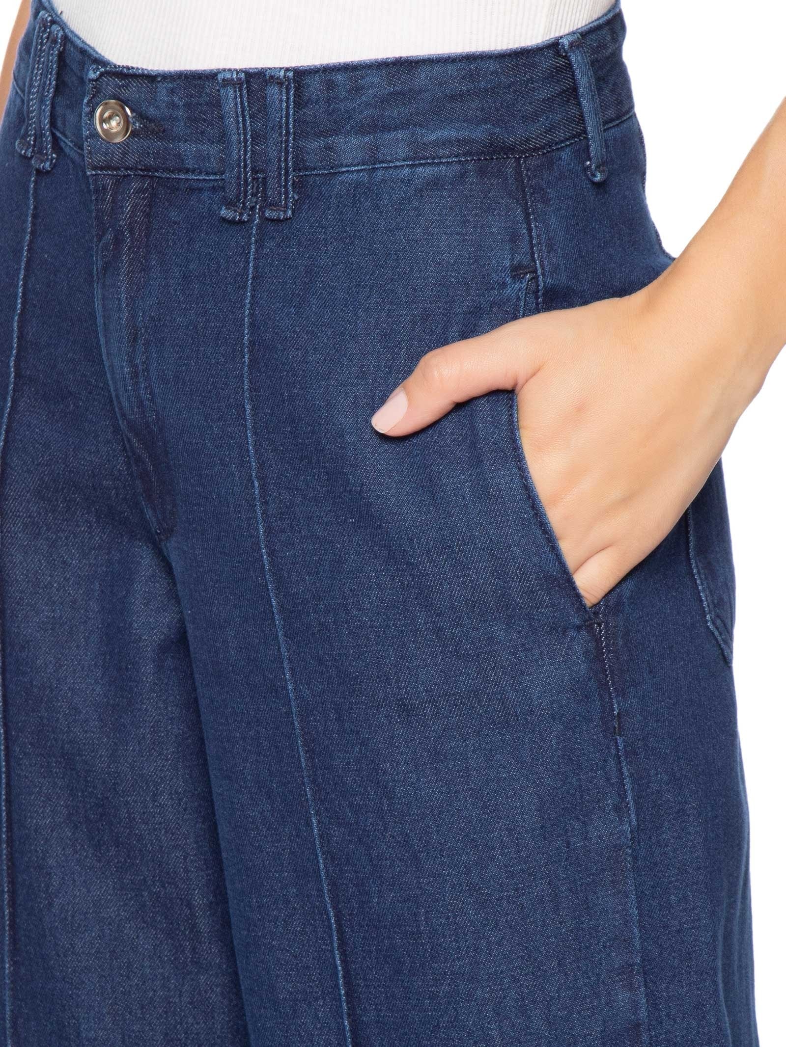 Calça Jeans Feminina Reta Azul Market 33