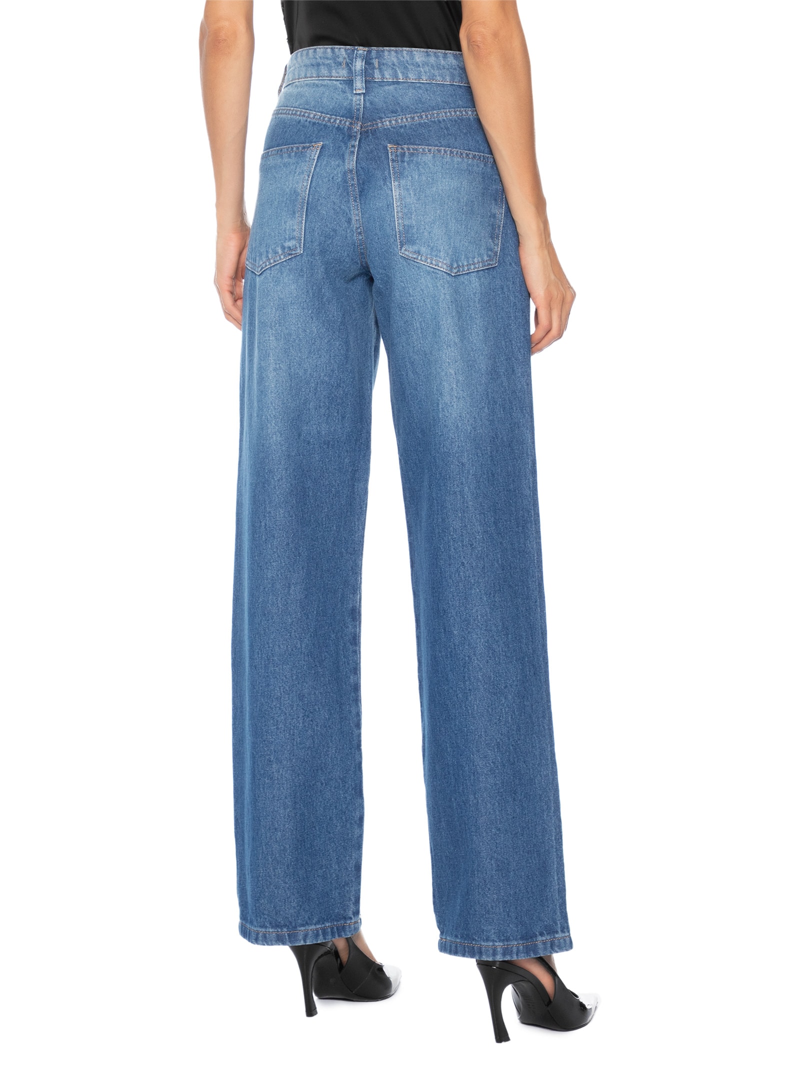 Calça Jeans Feminina Reta Azul Market 33