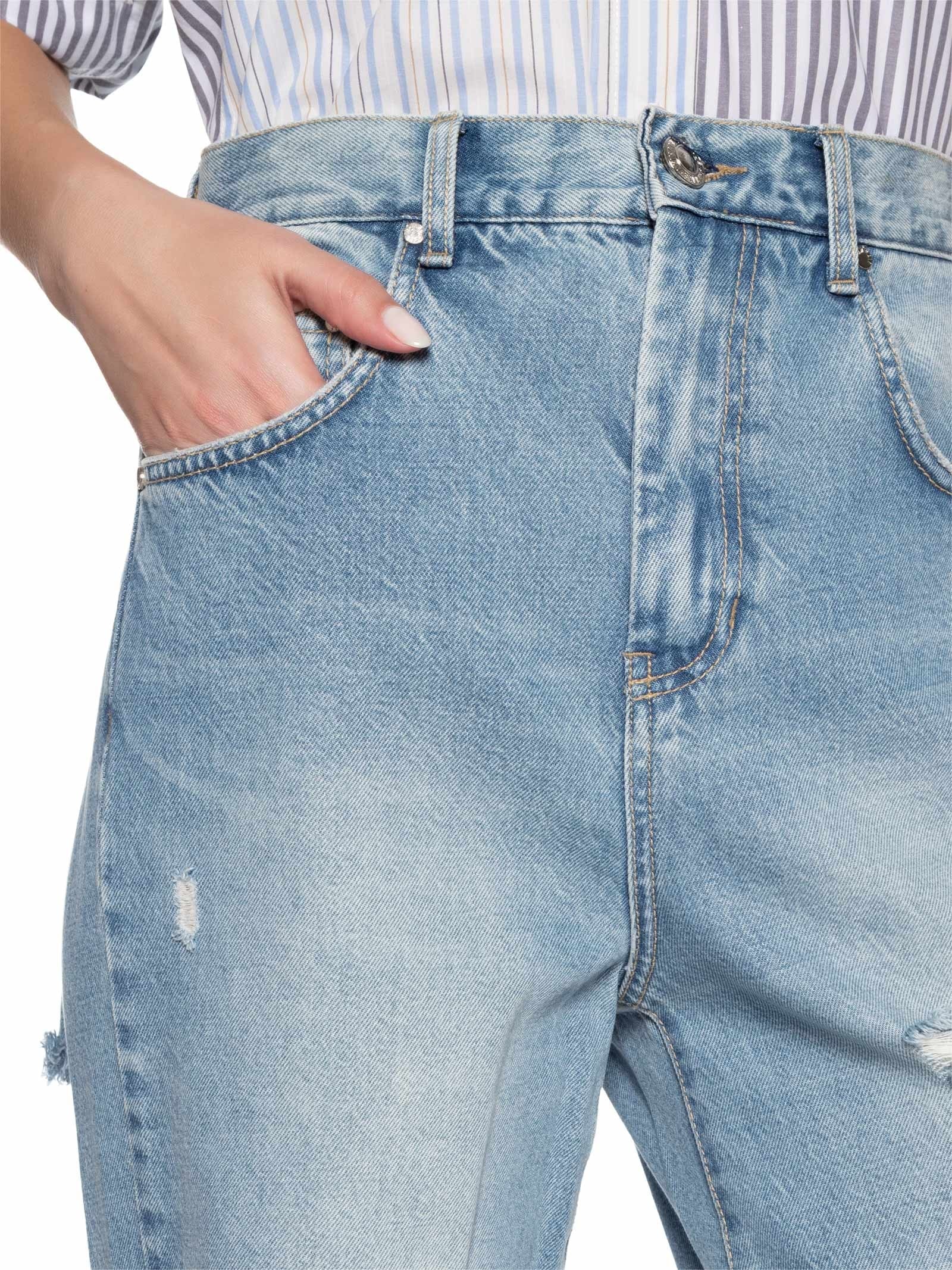Calça Jeans Feminina Reta Básica Ripped Azul Animale
