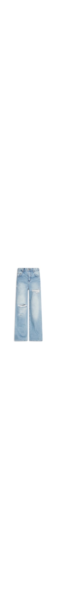 Calça Jeans Feminina Reta Básica Ripped - Azul
