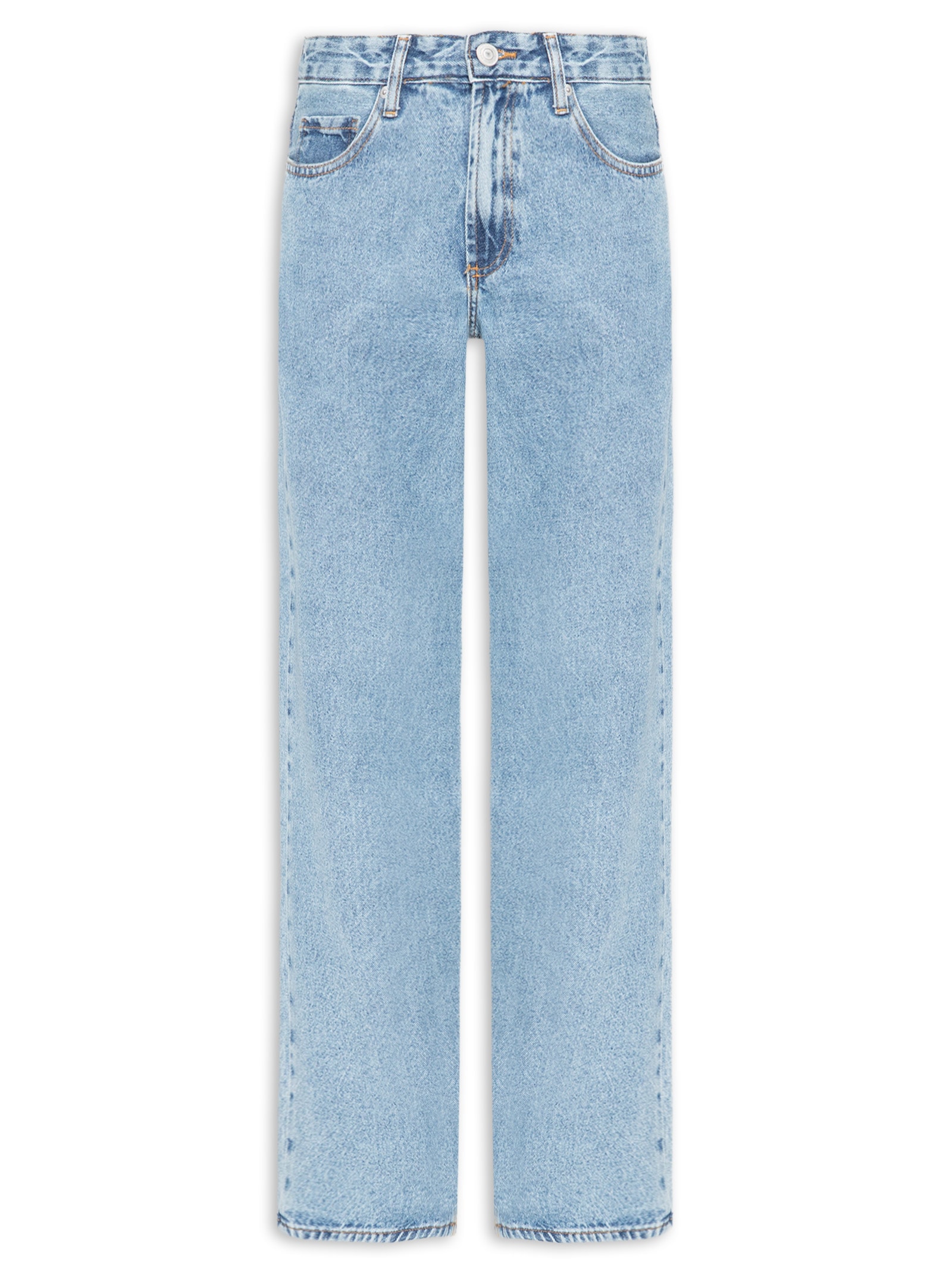 Calça Jeans Feminina Reta Cintura Baixa Azul Hering