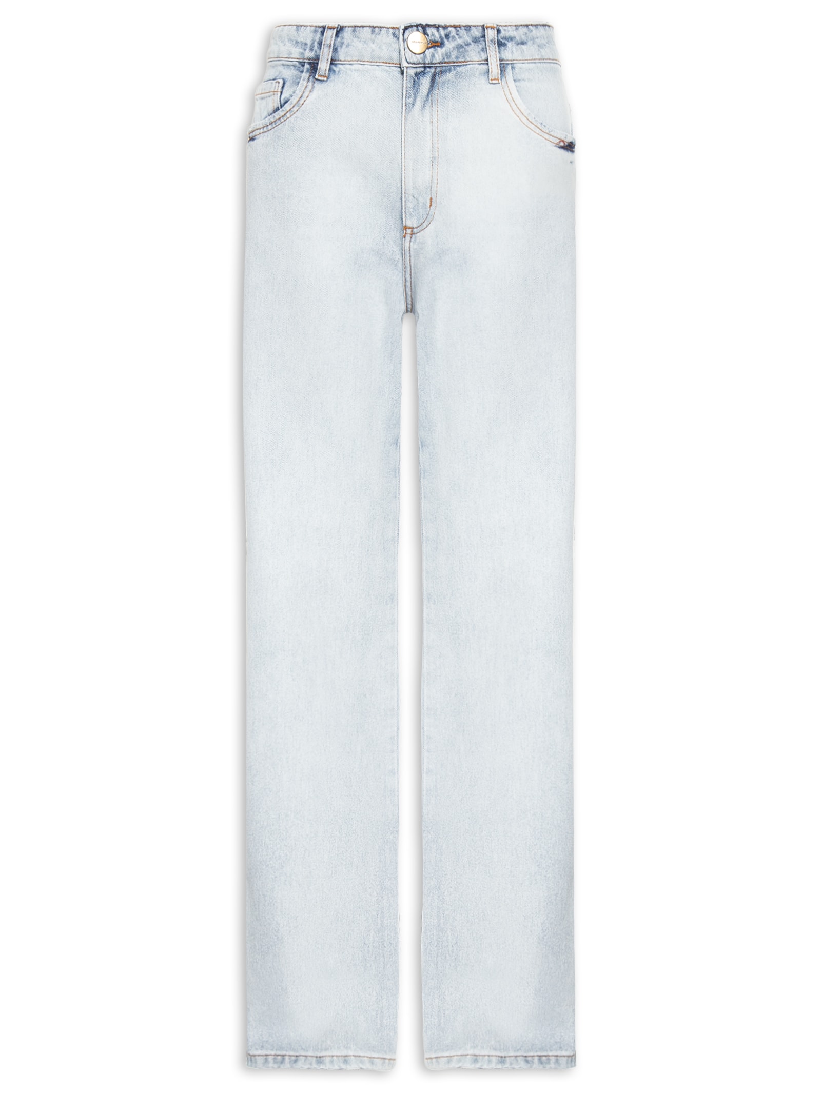 Calça Jeans Feminina Reta Cintura Média Azul Lança Perfume