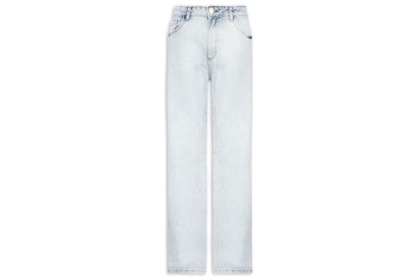Calça Jeans Feminina Reta Cintura Média - Azul
