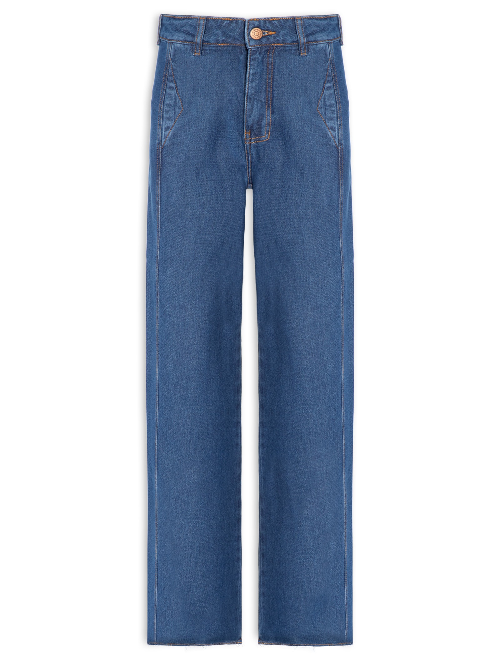 Calça Jeans Feminina Reta Dark Twill Azul Dress To