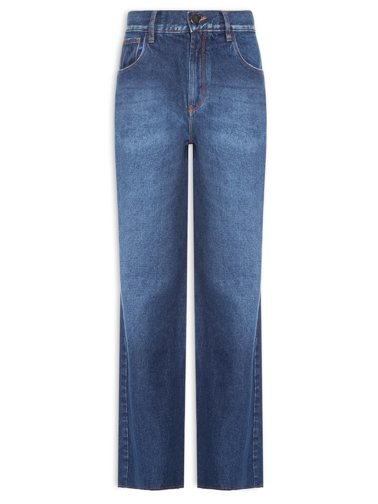 Calça Jeans Feminina Reta Lavagem Média Azul Animale