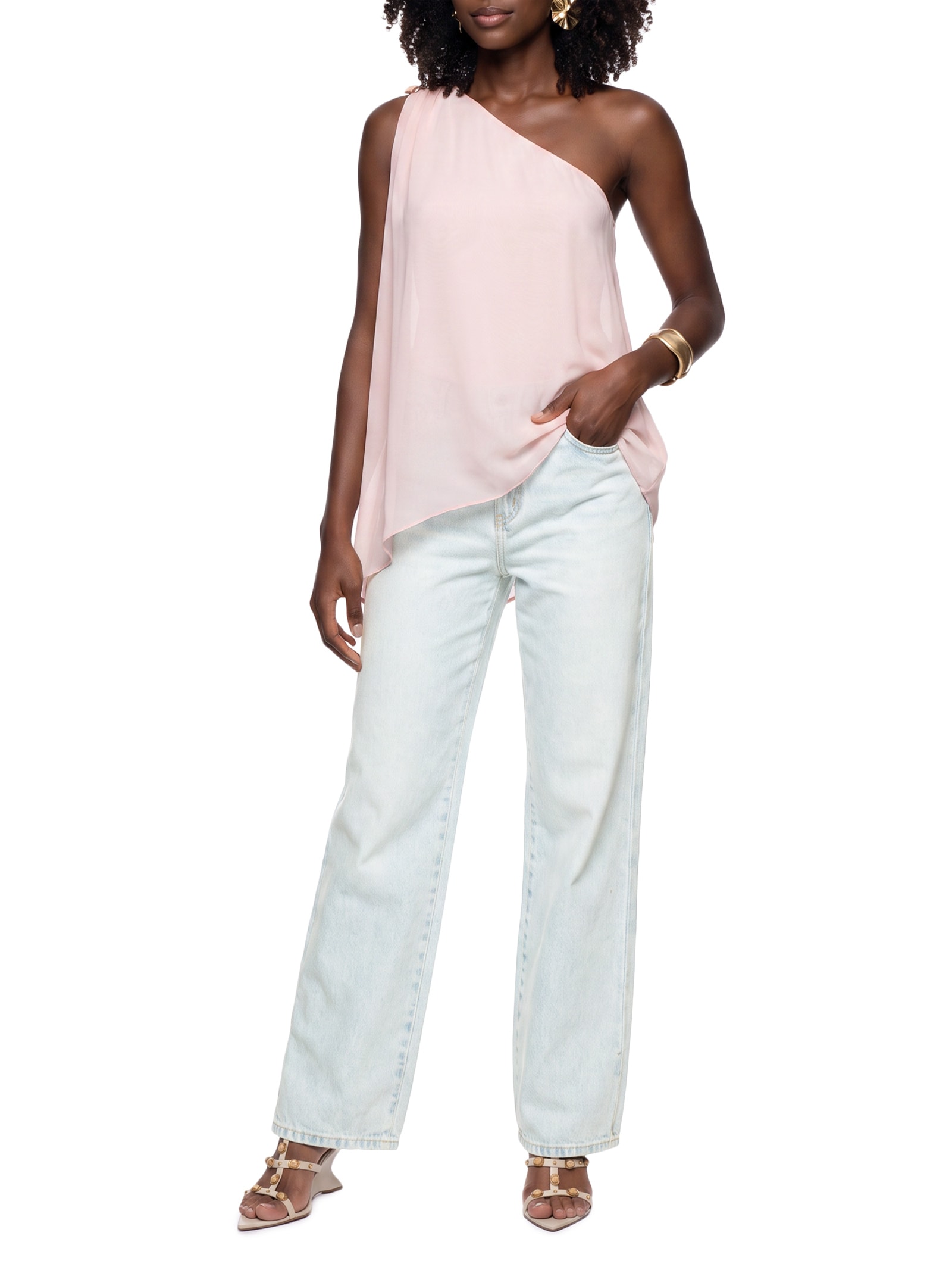 Calça Jeans Feminina Reta Slim Cintura Média – Azul My Favorite