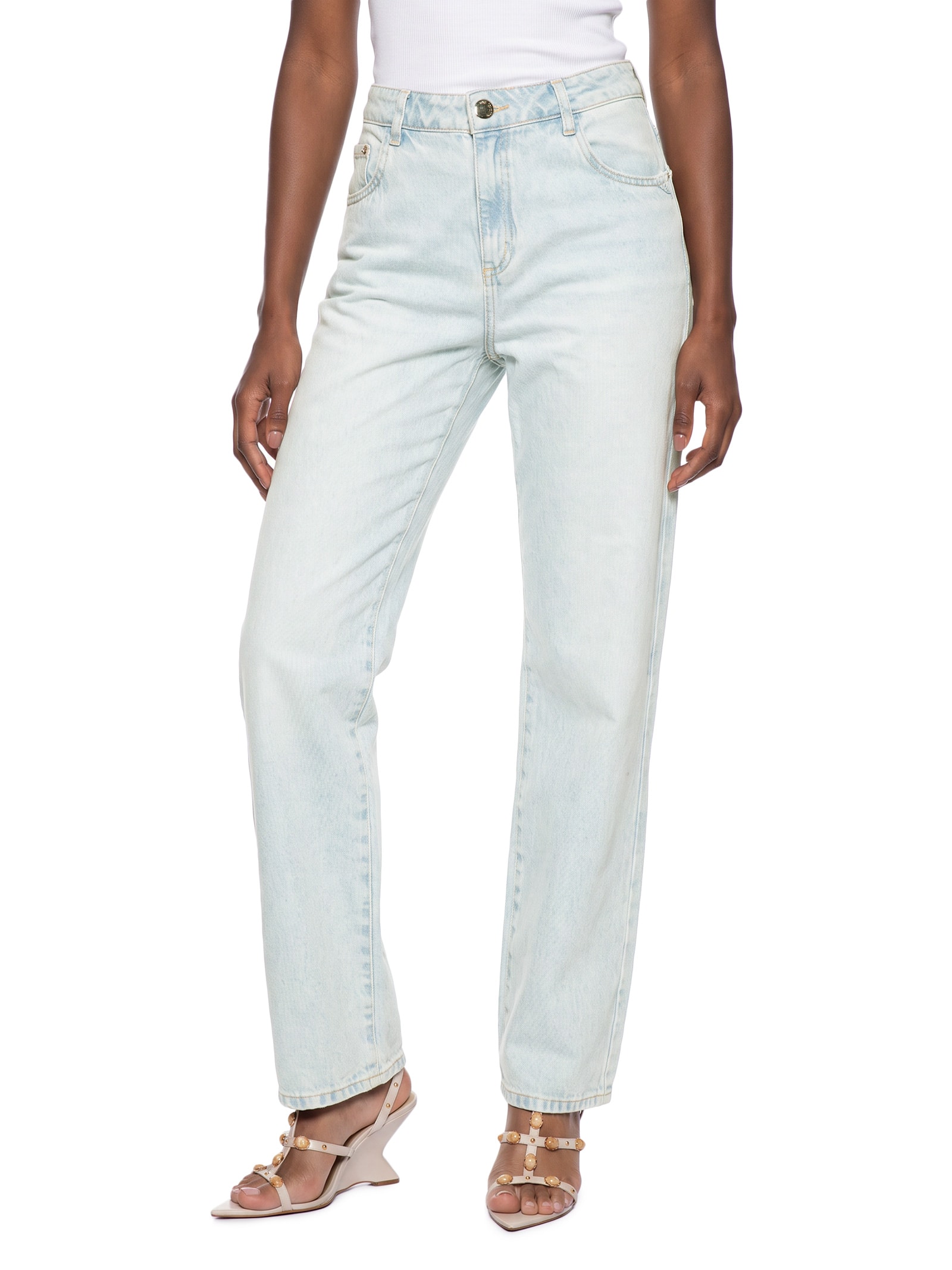 Calça Jeans Feminina Reta Slim Cintura Média – Azul My Favorite