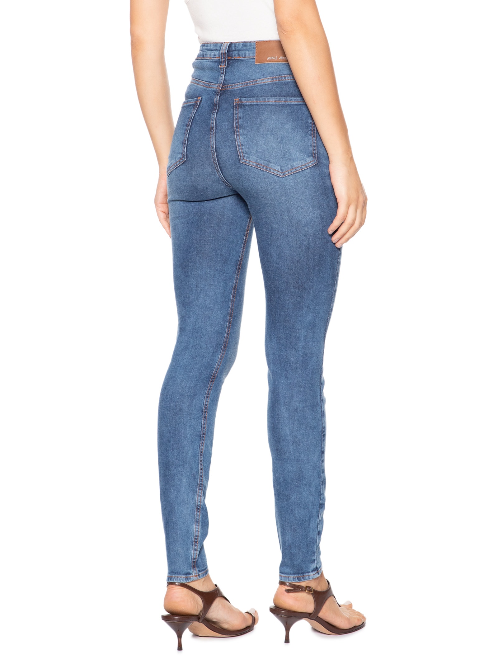 Calça Jeans Feminina Skinny Basic High Médio Azul Animale Jeans