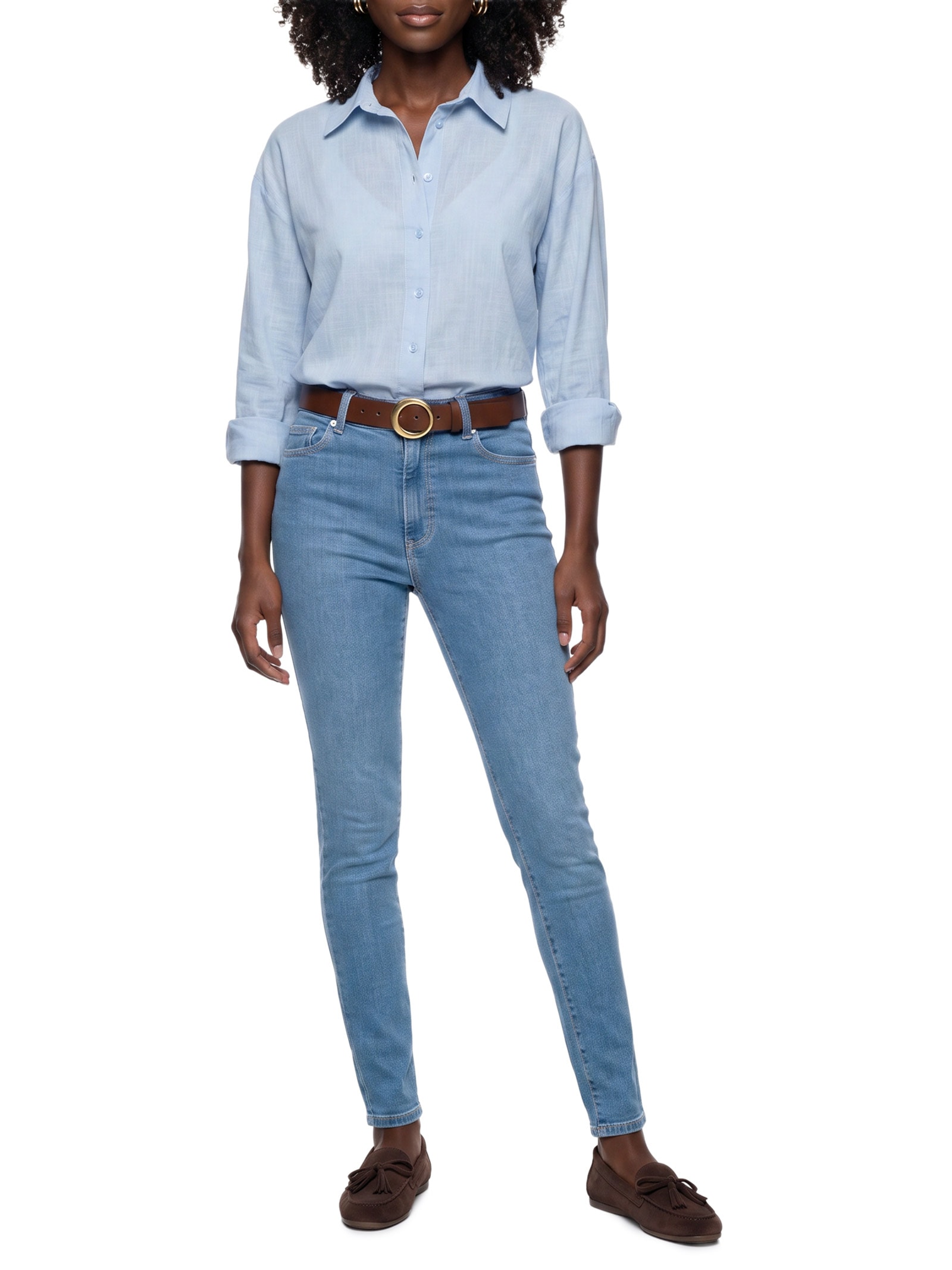 Calça Jeans Feminina Skinny Cintura Média Azul Hering