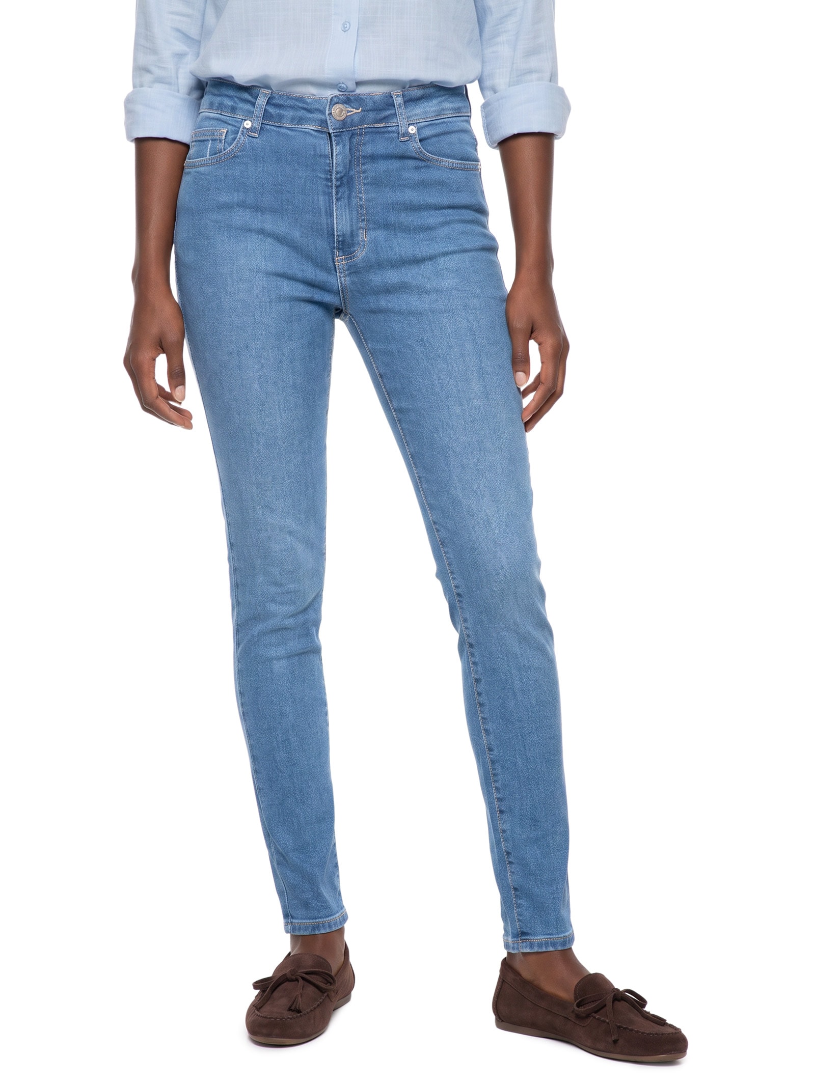 Calça Jeans Feminina Skinny Cintura Média Azul Hering