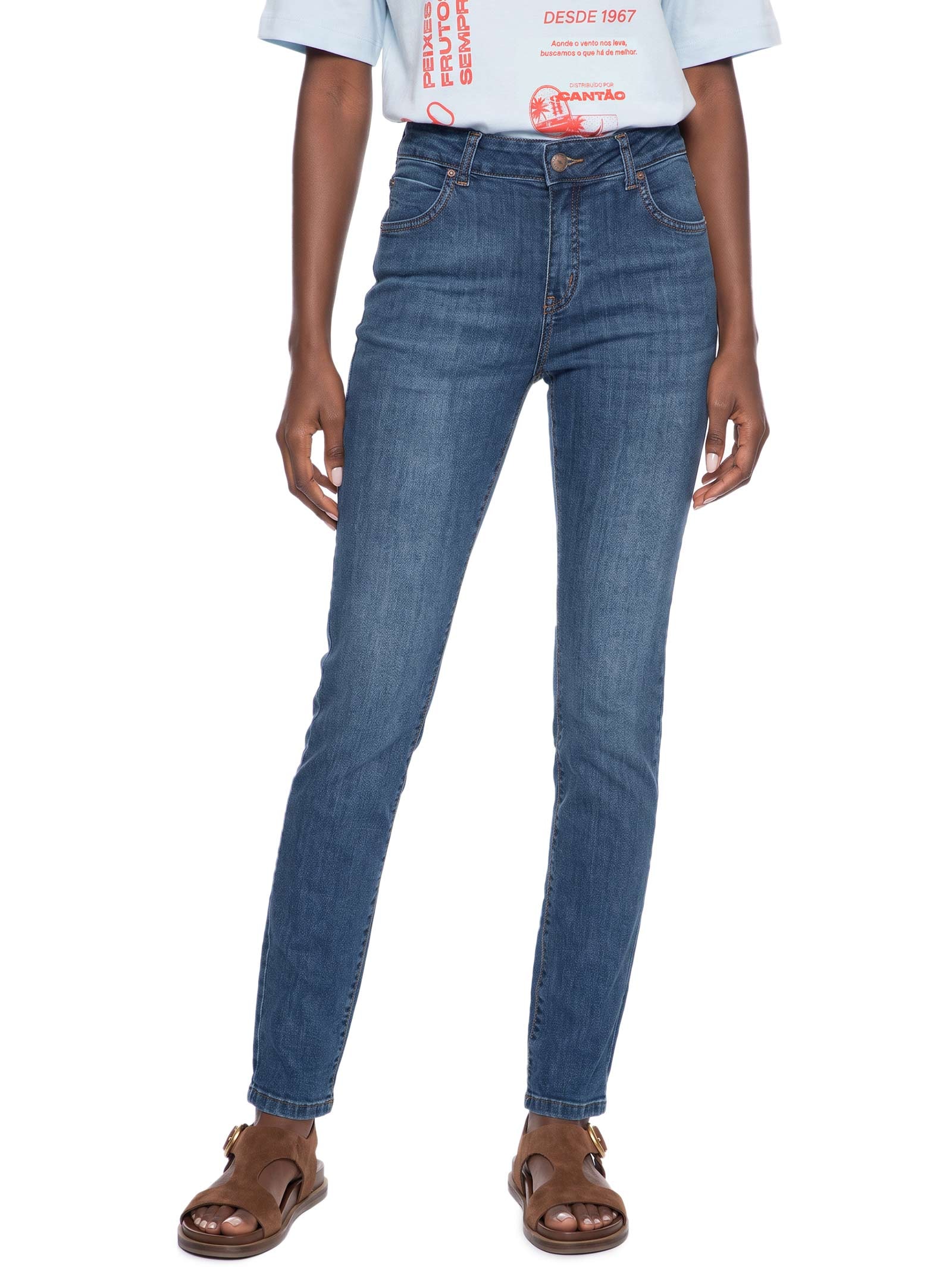 Calça Jeans Feminina Skinny Comf 1967 Azul Cantão