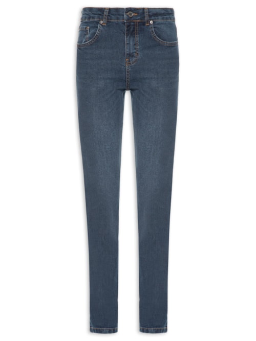 Calça Jeans Feminina Slim Com Fenda – Azul