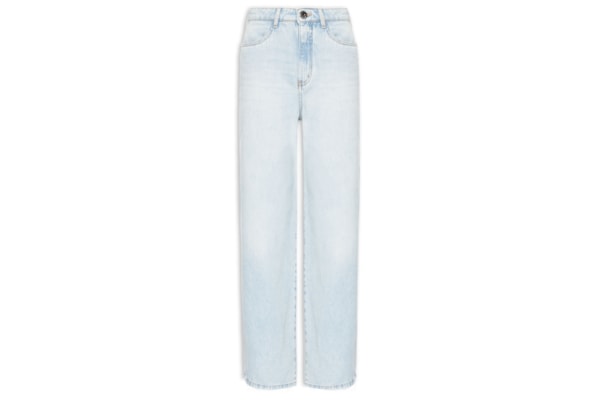 Calça Jeans Feminina Super Baggy Cintura Média - Azul