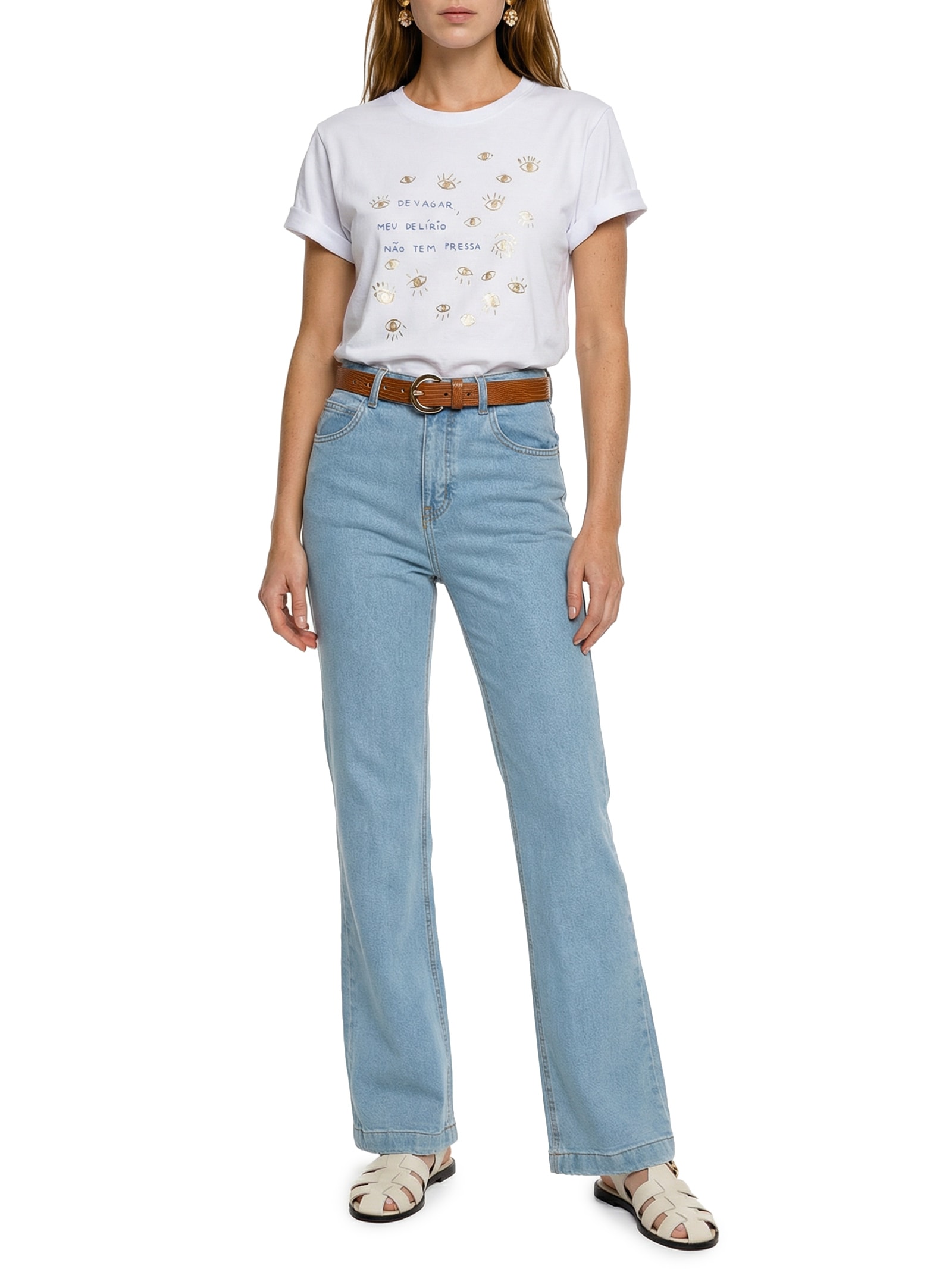 Calça Jeans Feminina Super Reta 1967 Azul Cantão