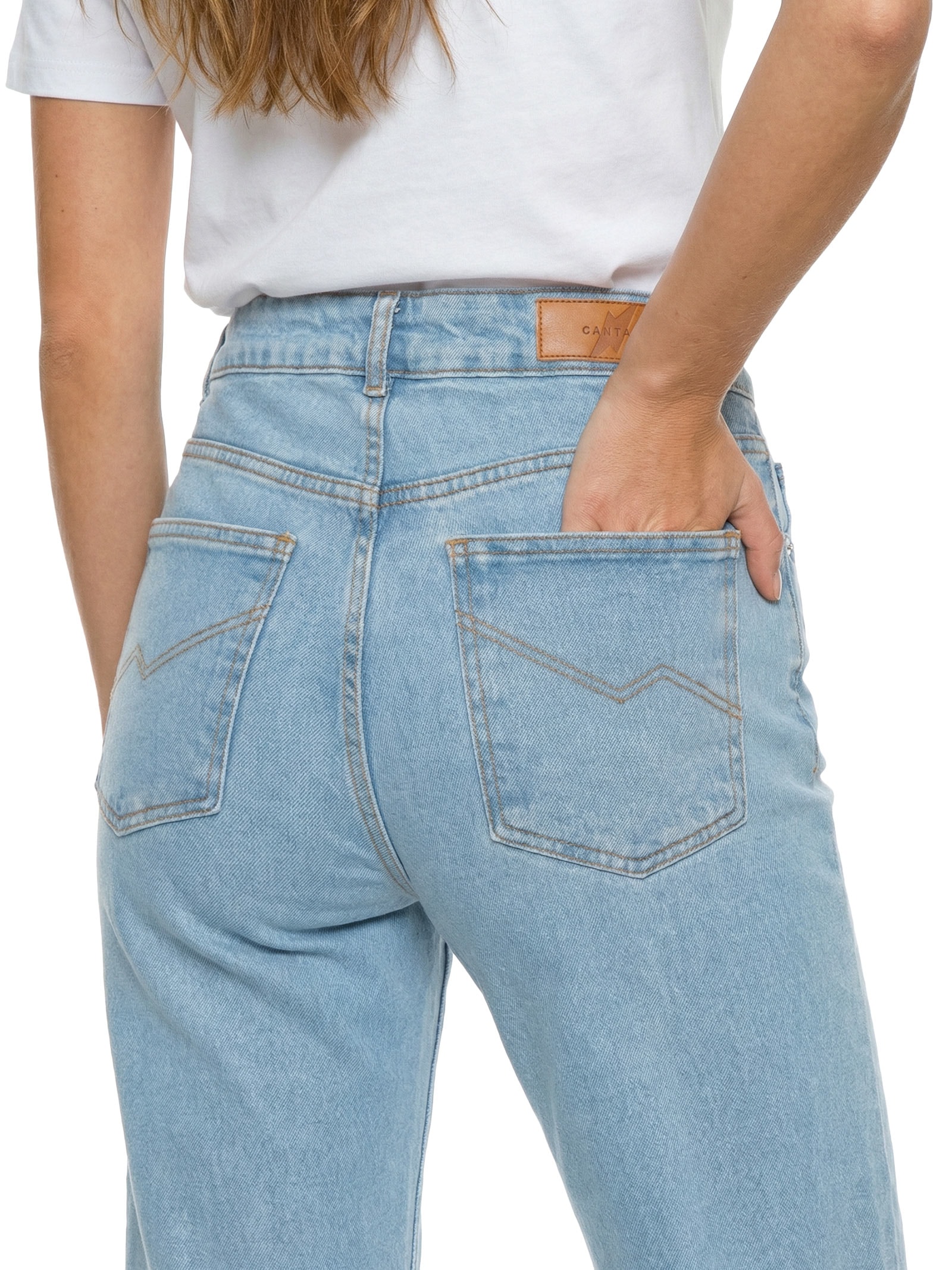 Calça Jeans Feminina Super Reta 1967 Azul Cantão