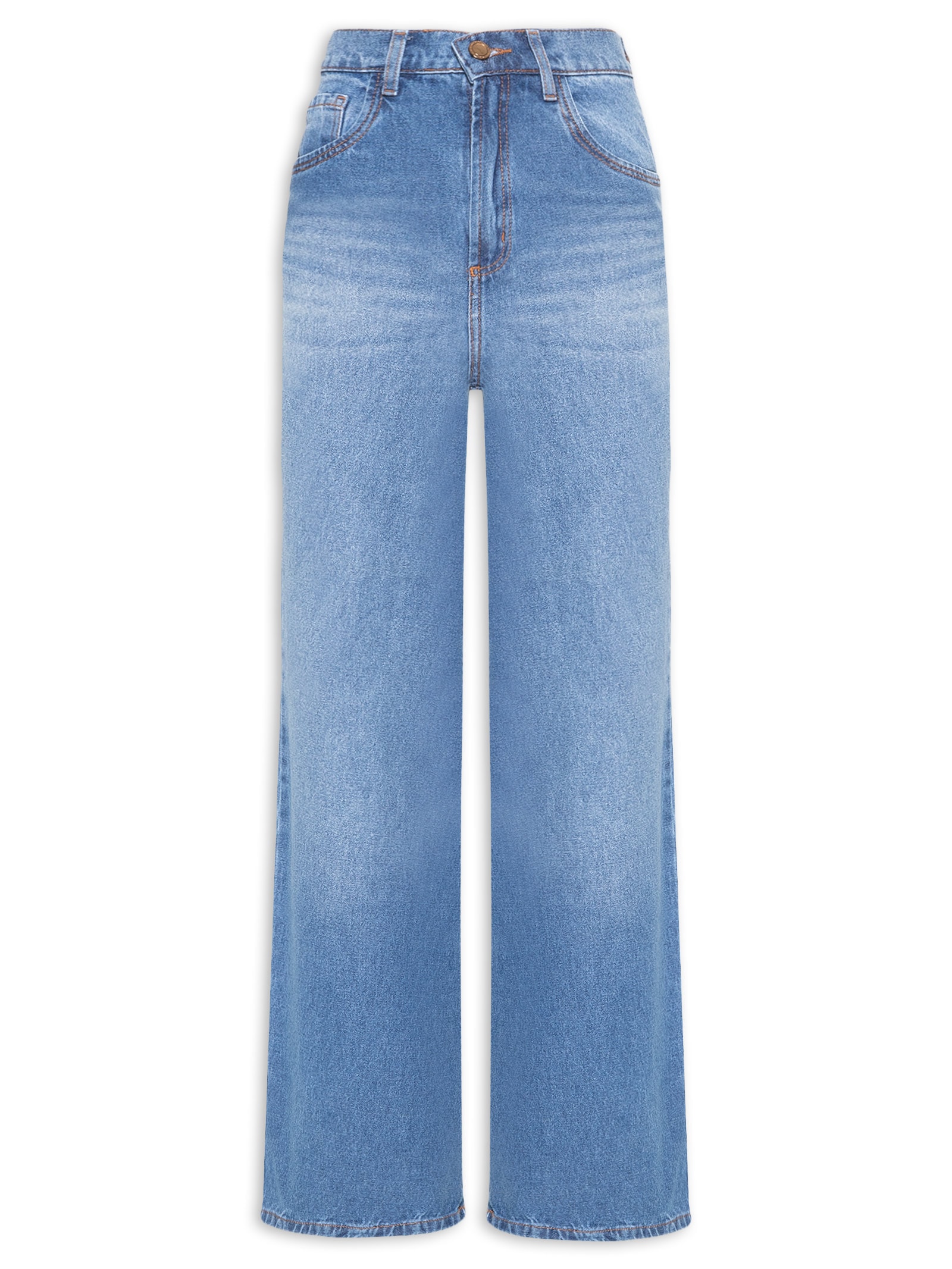 Calça Jeans Feminina Wide Leg Azul Lança Perfume