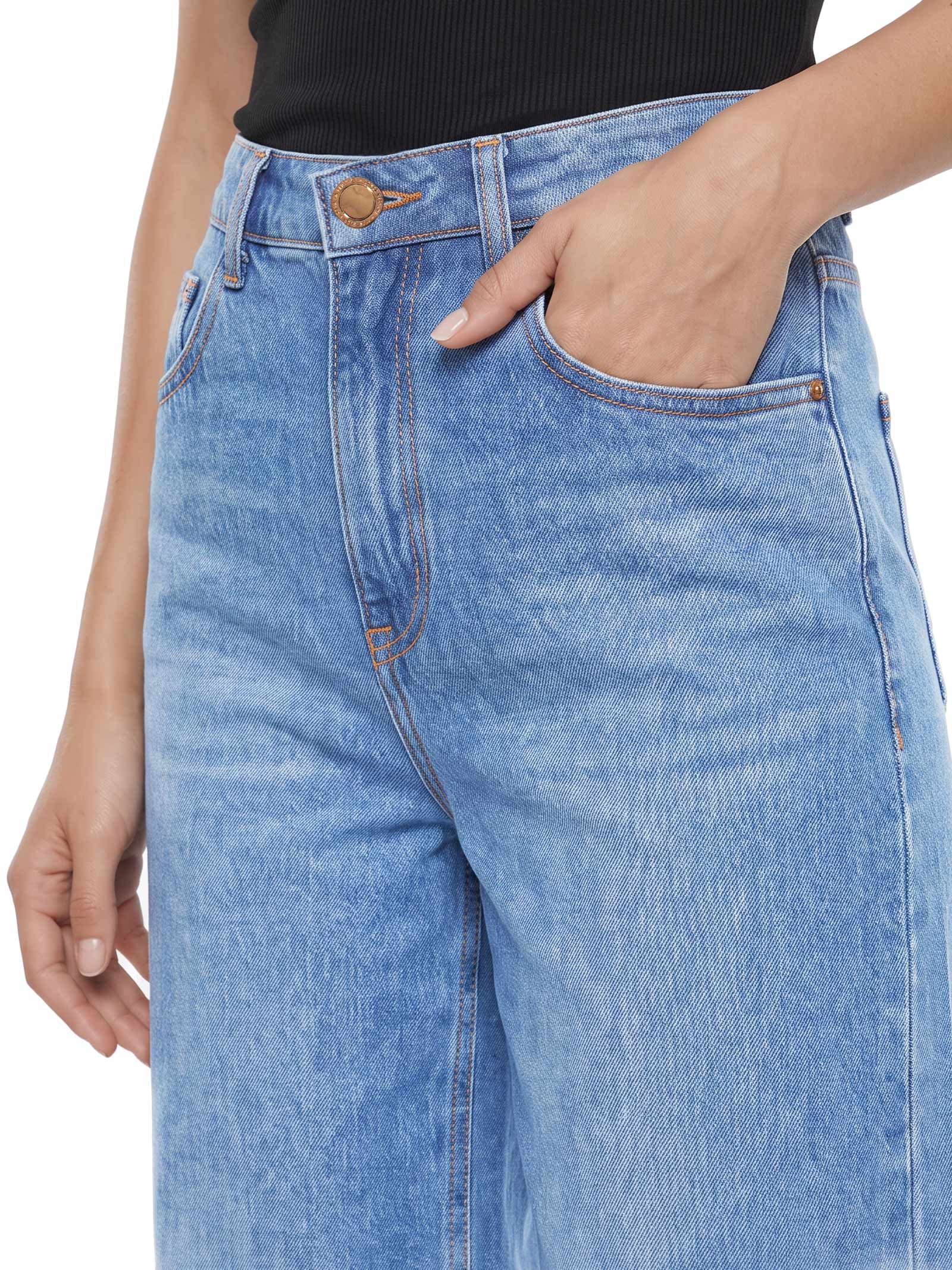 Calça Jeans Feminina Wide Leg Azul Lança Perfume
