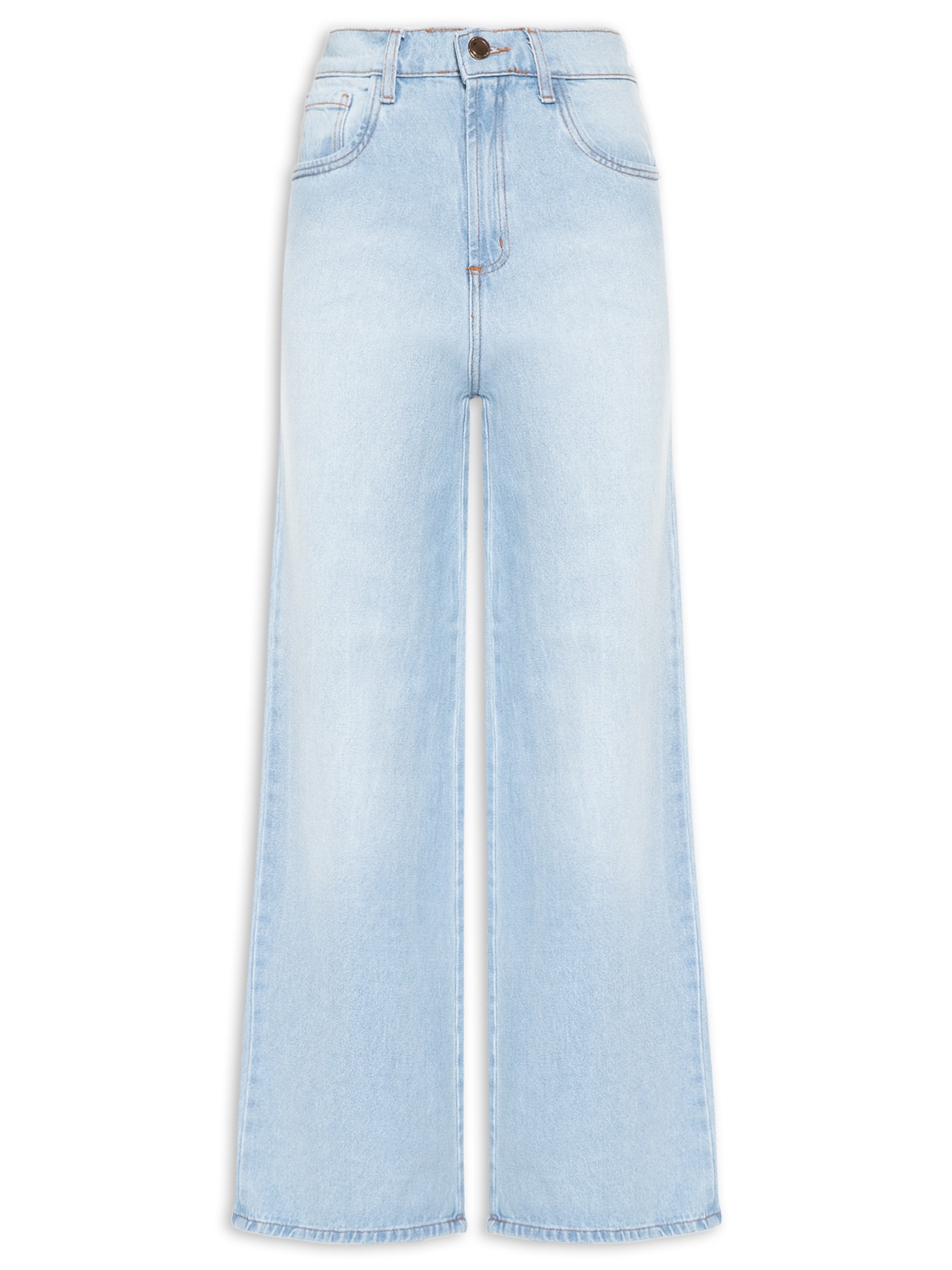 Calça Jeans Feminina Wide Leg Azul Claro Lança Perfume