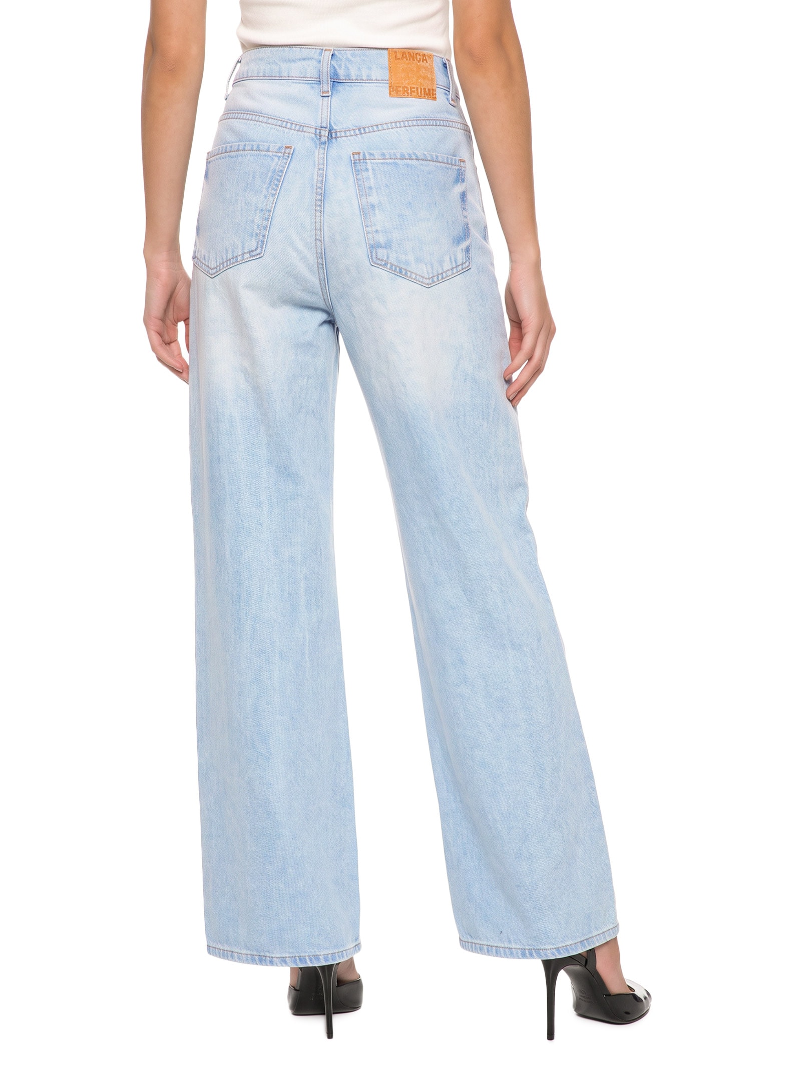Calça Jeans Feminina Wide Leg Azul Claro Lança Perfume