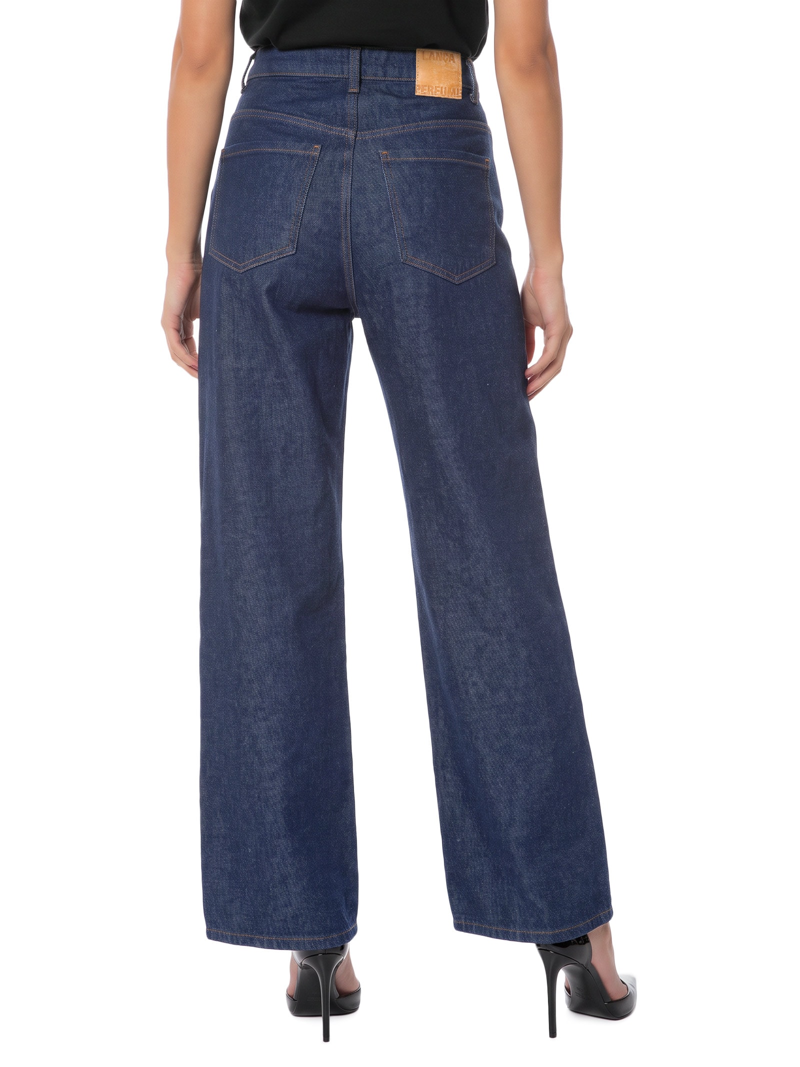 Calça Jeans Feminina Wide Leg Azul Escuro Lança Perfume