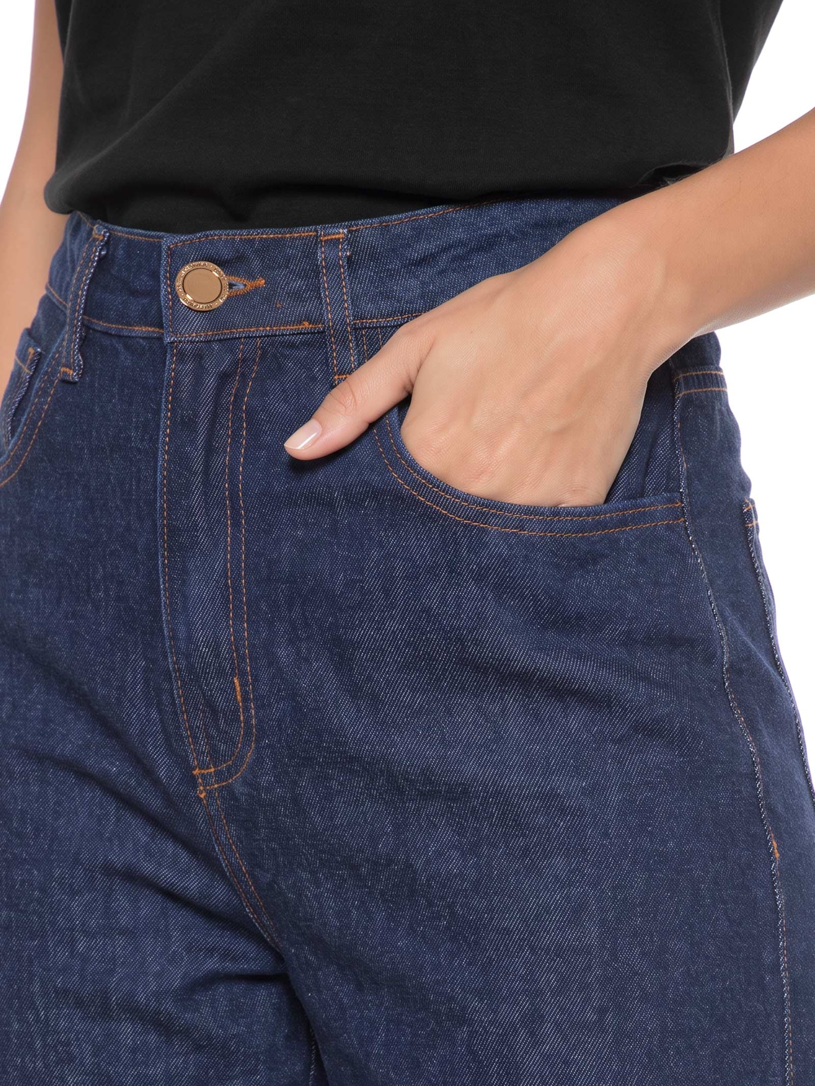 Calça Jeans Feminina Wide Leg Azul Escuro Lança Perfume