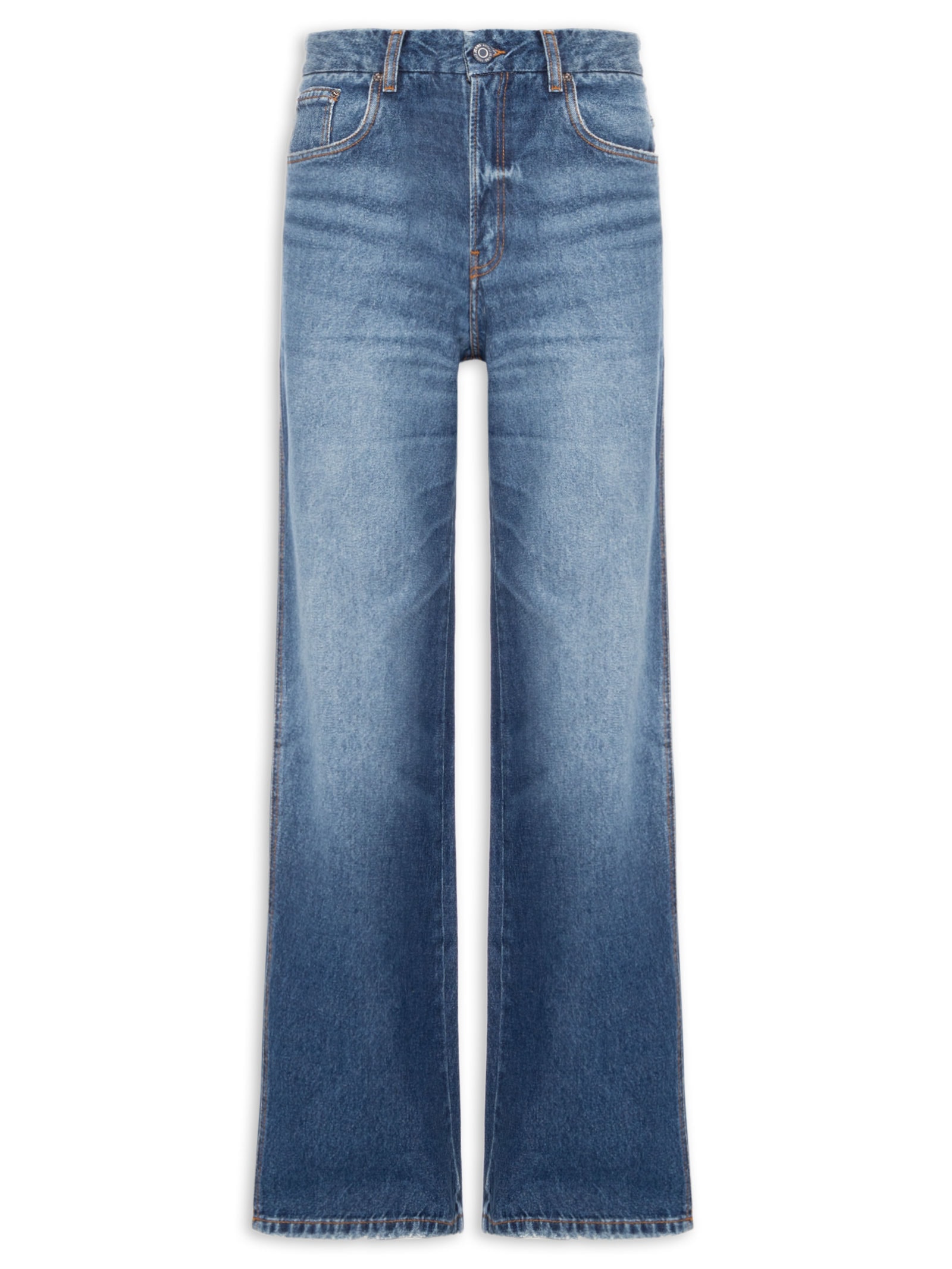 Calça Jeans Feminina Wide Leg Barra Desfiada Azul Animale Jeans