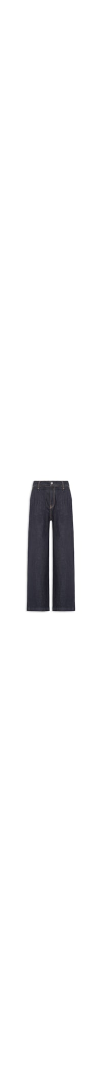 Calça Jeans Feminina Wide Leg Long com Pregas – Azul